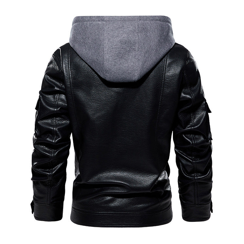 Webbased Men's US Size Leather Coat Fashionable Warm