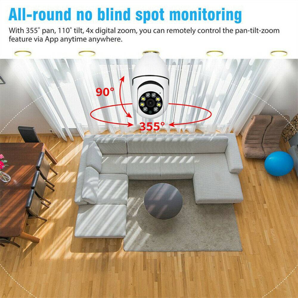 IWeb Based R E27 Light Bulb Camera 1080P HD Wireless Wifi Smart Home Security Camera