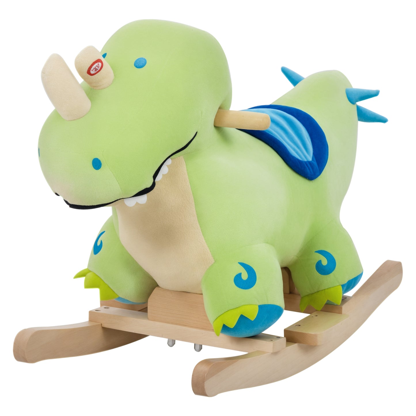 Web Based Kids Plush Ride-On Rocking Horse Toy Dinosaur Ride on Rocker Green with Realistic Sounds
