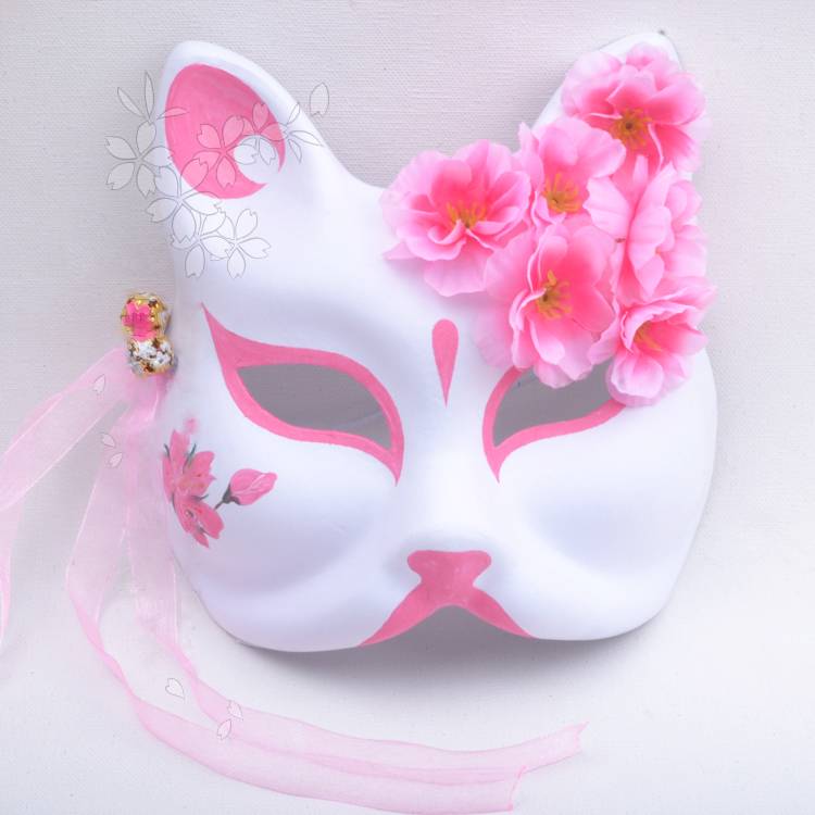 Web Based Custom Antique Hanfu Fox Cat Mask Hand-painted Anime