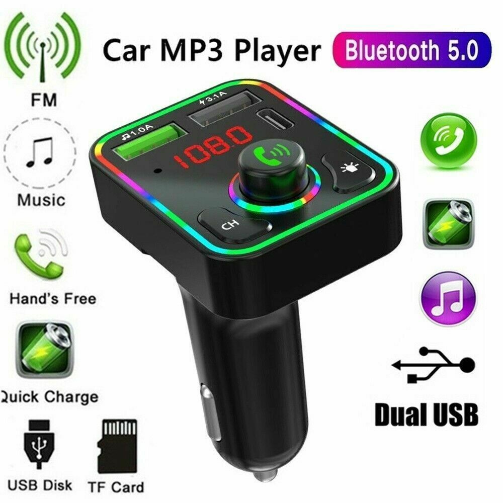 Web Based Car Bluetooth FM Transmitter USB Charger MP3 Player Handsfree Call 2PCS