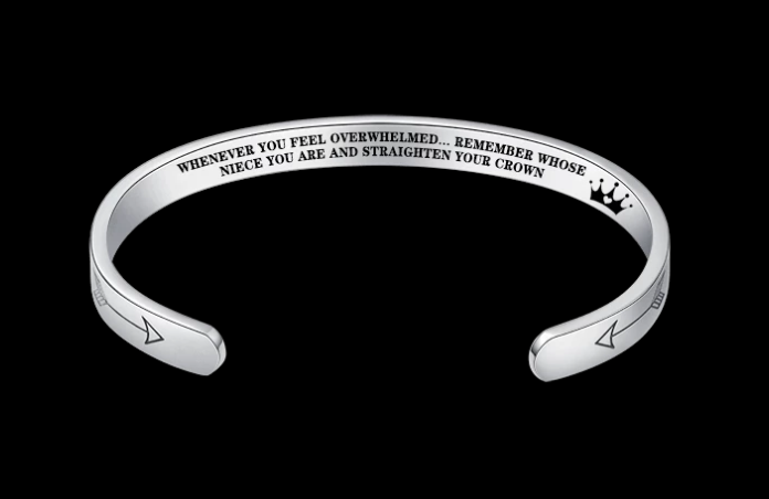 Web Based Mantra Bracelet With Quotes Stainless Steel Cuff Inspirational Jewelry Graduation Gift