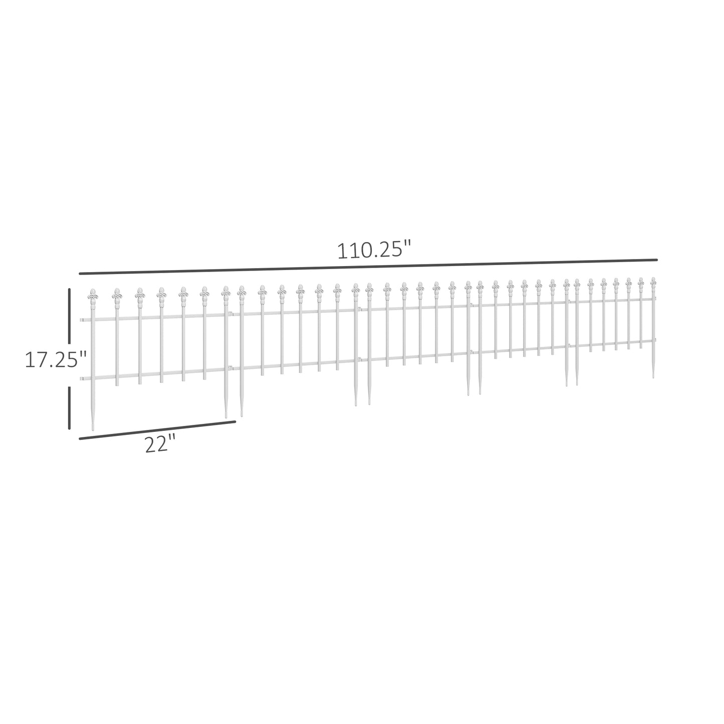 Web Based Metal Decorative Garden Fence, 9.2' x 17.25" 5 Steel Panels, Decorative Border for Landscape, Flower Bed, Animals, White