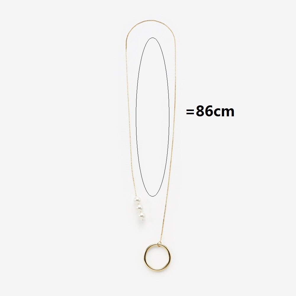 Web Based Fashion simple Korean pearl long sweater chain