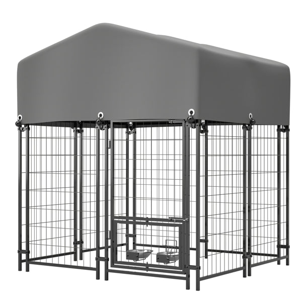 Web Based Outdoor Dog Kennel 4.23'x3.83'x4.83' With Roof, Heavy Duty Welded Wire Crate, All-Weather Protection & Safe Lock Design For Dogs And Pets