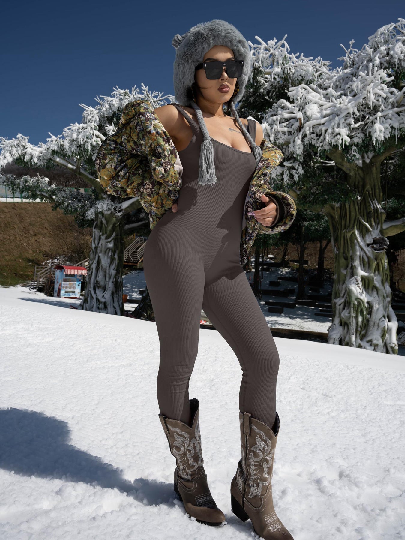 Web Based Women's Suspender Tank Top Tights