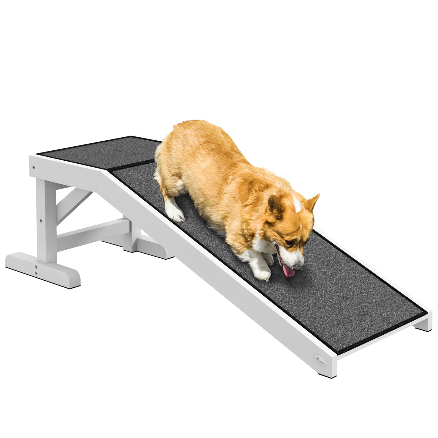 Web Based 49" Pet Ramp for Dogs & Cats with Non-Slip Carpet, White