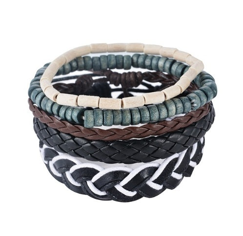 Web Based Leather Bracelet Men Multilayer Bead Bracelet Punk Wrap Bracelets for Women Vintage punk Men Jewelry