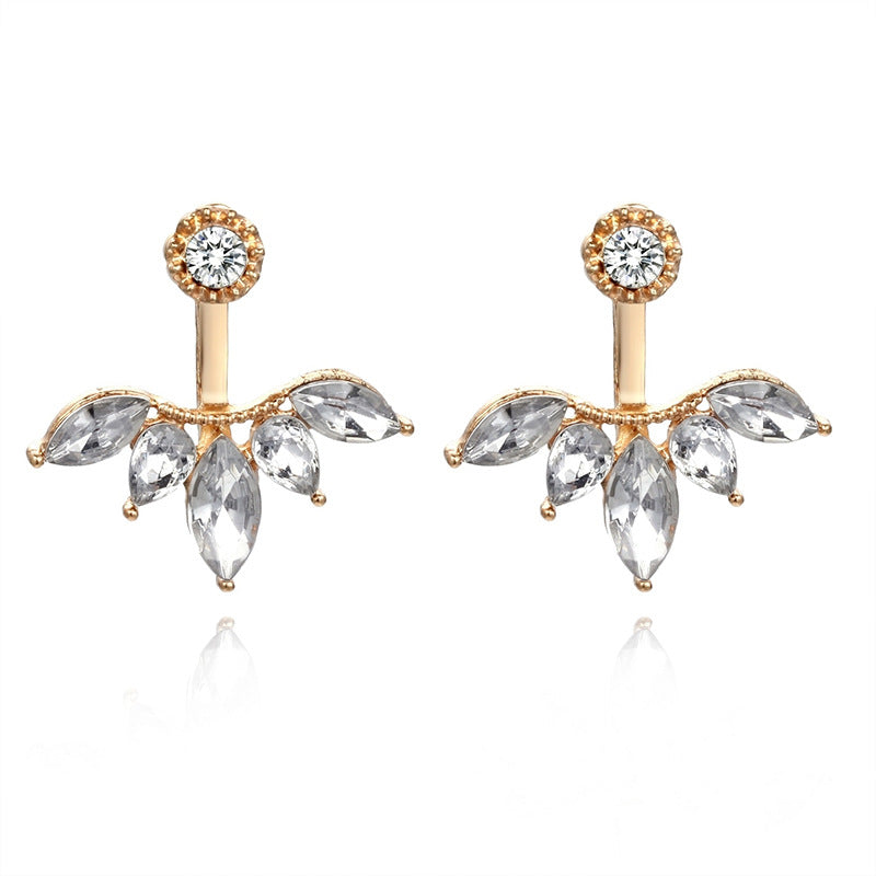 Web Based Zircon daisy flower back hanging earrings