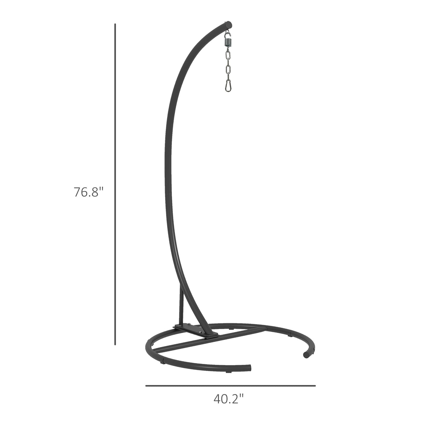 Web Based Hanging Hammock Chair Stand with Round Base, 40.2" x 76.8", Black