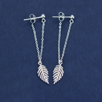 Web Based Fashion Long Leaf Back Earrings