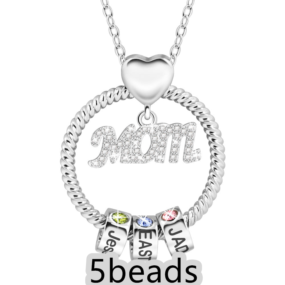 Web Based  Personalized Circle Pendant with Custom Beads Birthstone Pendant