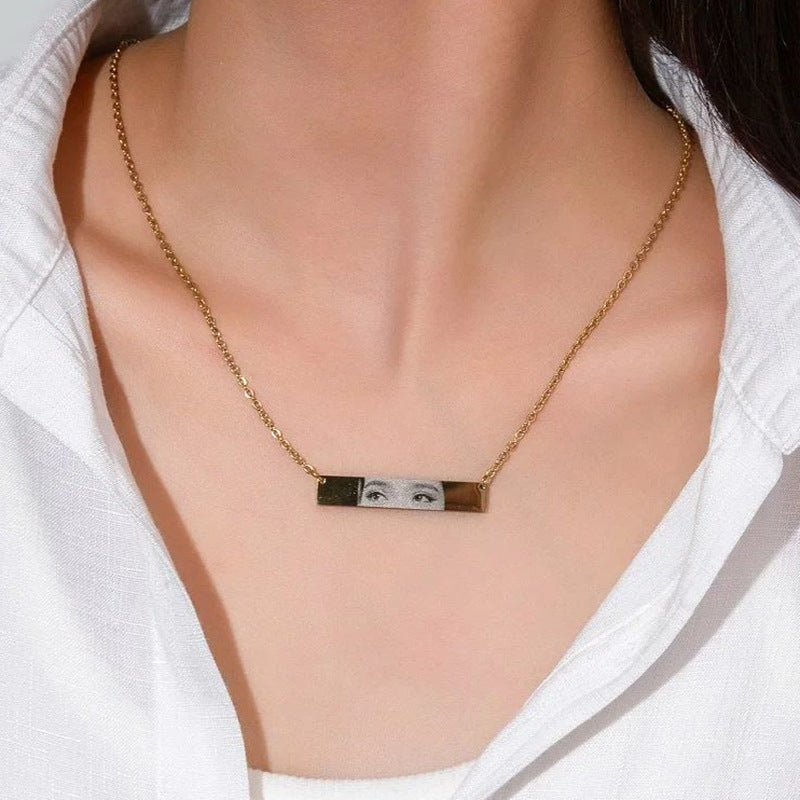 Web Based Custom Eyes Photo Necklace Stainless Stee Customized Engrave Eye Necklaces Personalized Picture Name Necklace For Women Kids