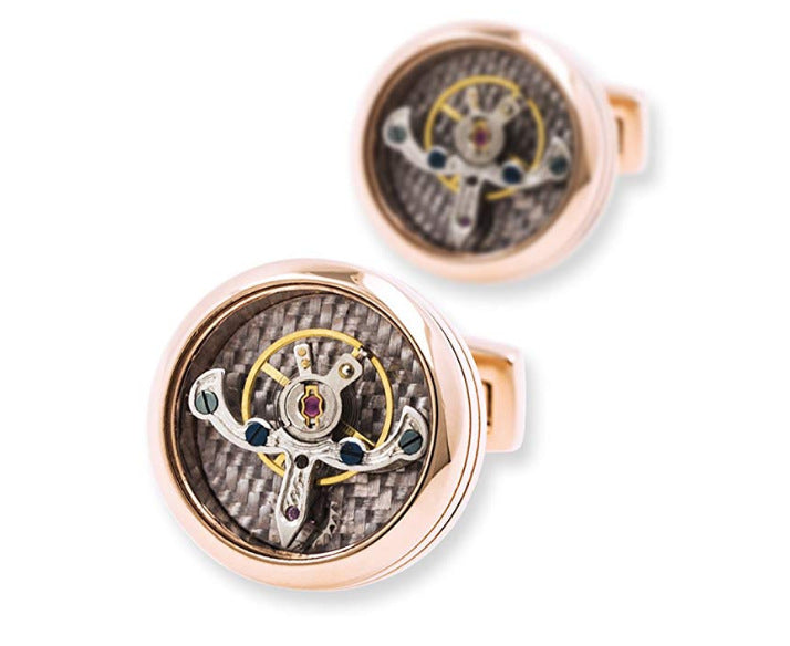 Web Based Tourbillon Movement French Shirt Cufflinks Stainless Steel Mechanical