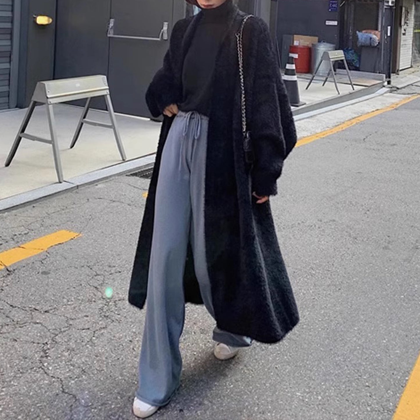 Web Based Soft Long Cardigan Coat, Trendy Leisure Warm Sweater, Basic Cozy Soft Daily Outfit, Office Wear Sweater, Cozy Knitted Retro Outfit