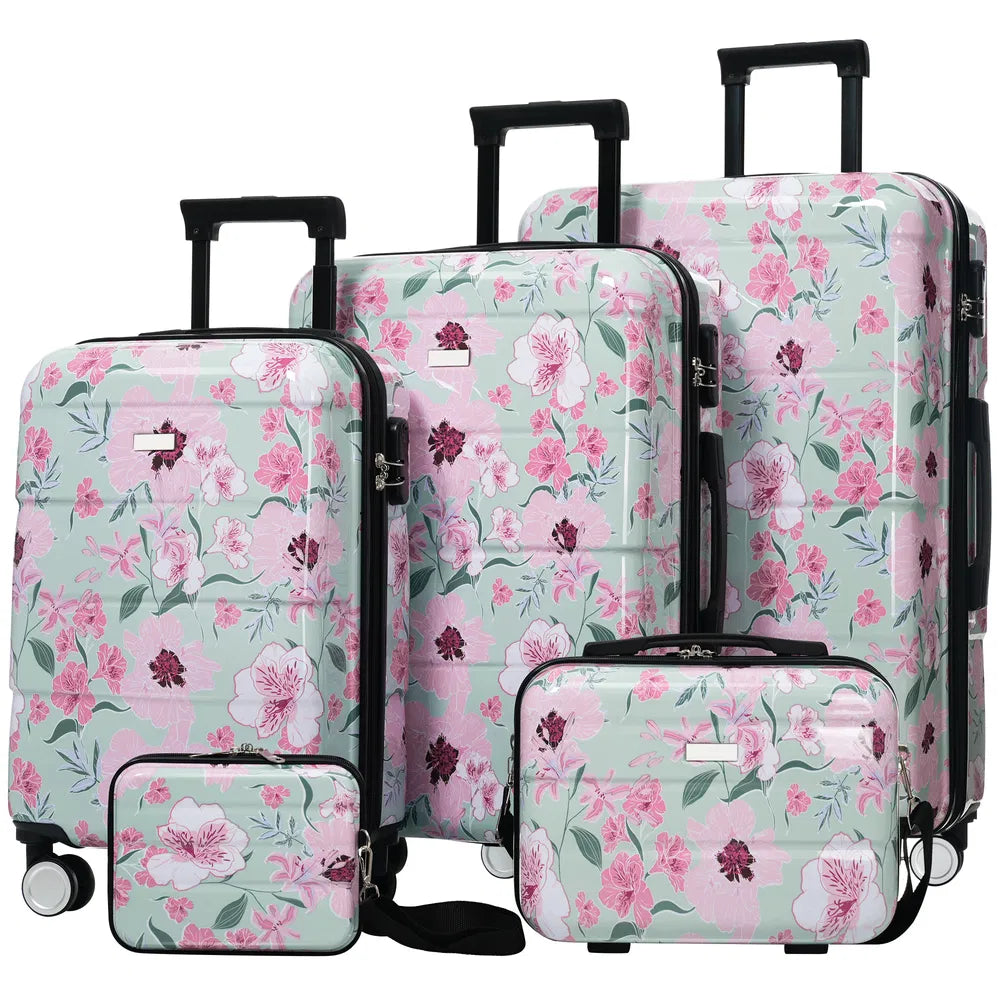 Web Based Luggage Sets New Model PC 5pcs, Hardside Lightweight Durable 20' 24' 28' Suitcases With 8' 14' Cases, Suitcase With Lock Spinner Wheels