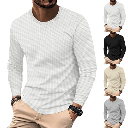 Web Based Round Neck Waffle Casual Top For Men
