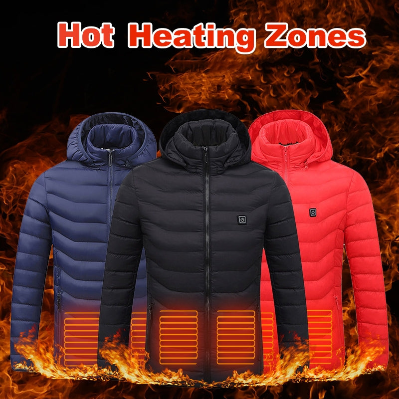 Web Based Winter Heated Jacket USB Electric Cotton Coat Zip-up Heater Thermal Clothing Heating Vest For Men