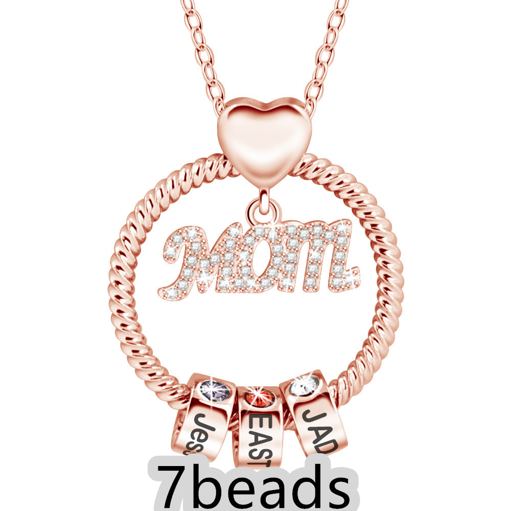 Web Based  Personalized Circle Pendant with Custom Beads Birthstone Pendant