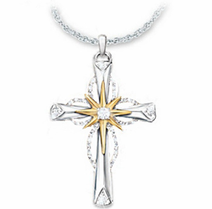 Web Based Octagonal Star Cross Alloy Pendant