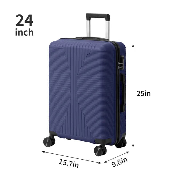 Web Based Non-TSA Customs Lock 3-in-1 PP Trolley Case, 20in, 24in, 28in, PP, Navy Blue