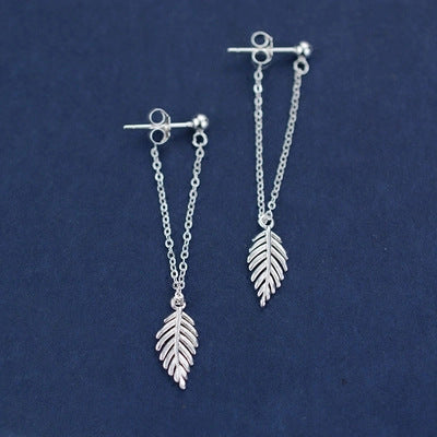 Web Based Fashion Long Leaf Back Earrings