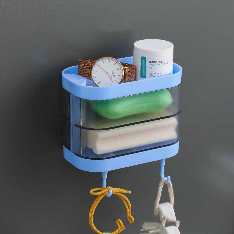 WebBased Bathroom Soap Box Wall-mounted Multi-layer Soap Box Toilet Rotatable Drain Soap Box Multifunctional Toiletry Rack Wall Shelf