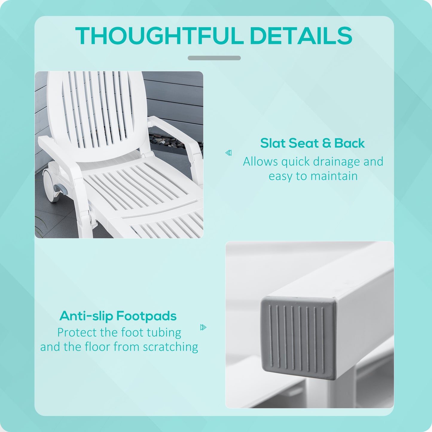 Web Based Outdoor Chaise Lounge Chair on Wheels with Storage Box
