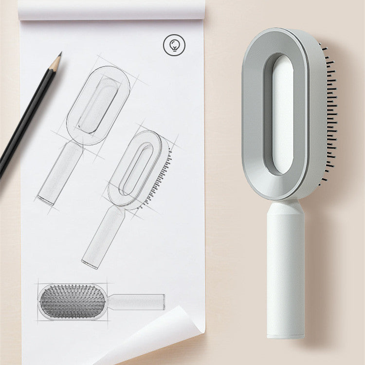 Web Based Self Cleaning Hair Brush For Women One-key Cleaning Hair Loss Airbag Massage Scalp Comb Anti-Static Hairbrush