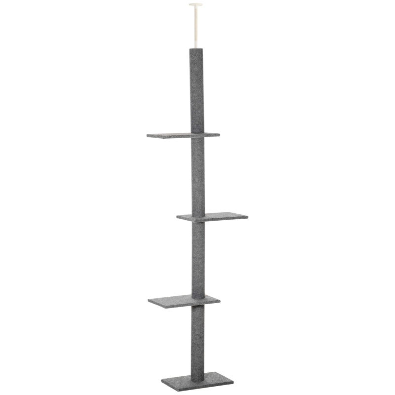 Web Based PawHut Floor-to-Ceiling Cat Tree Cat Climbing Tower With Sisal-Covered Scratching Posts Natural Cat Tree Activity Center For Kittens Cat Tower Furniture, Grey