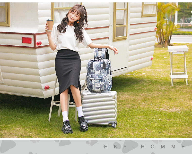 Web Based Printed Hand-carrying Female College High School Student Computer Large Capacity Travel Bag