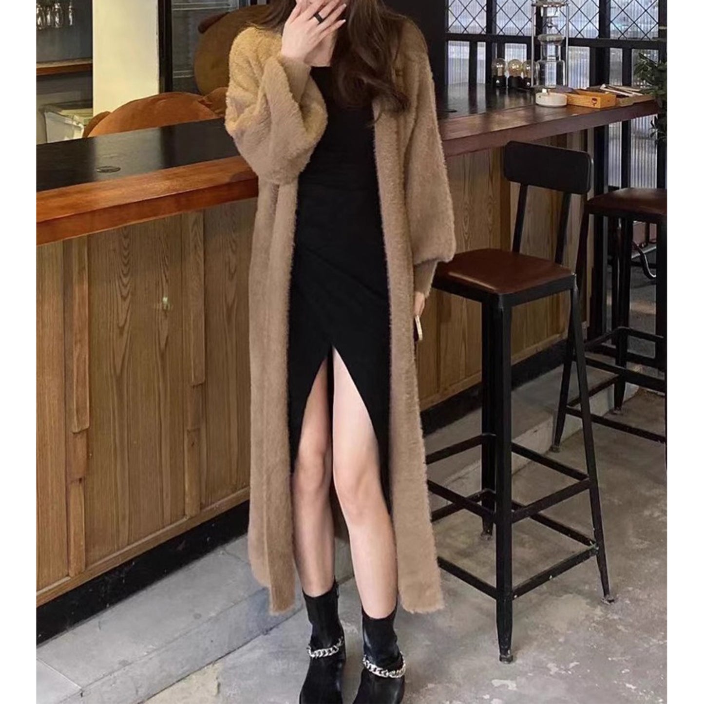 Web Based Soft Long Cardigan Coat, Trendy Leisure Warm Sweater, Basic Cozy Soft Daily Outfit, Office Wear Sweater, Cozy Knitted Retro Outfit