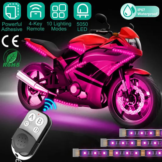 Web Based 6Pcs Motorcycle LED Light Strips Multi-Color Neon Light Kits Waterproof DC 12V RGB Atmosphere Lights