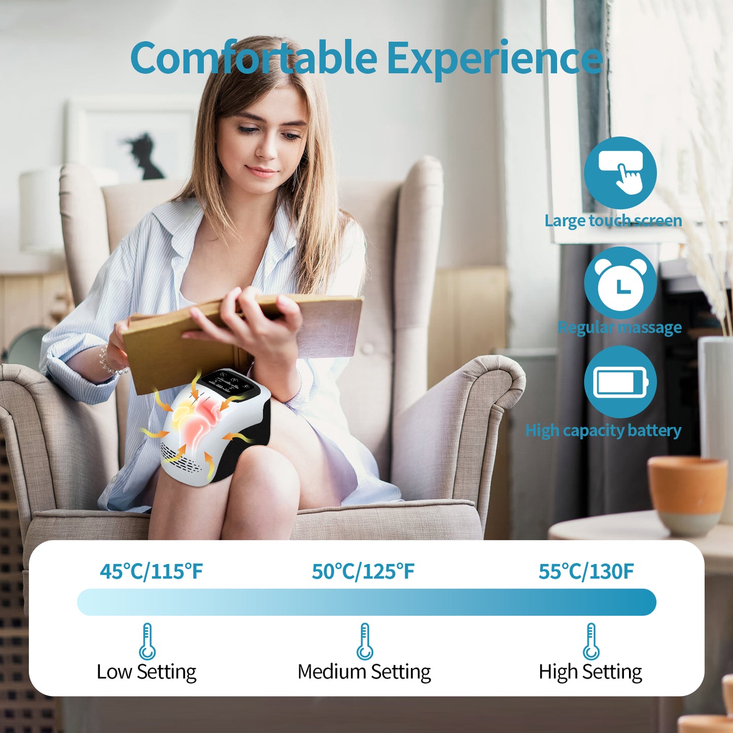 Web Based Intelligent Home Use Electric Intelligent Kneading Heating Knee Massager Rechargeable Pain Relief Infrared Laser Vibration Knee Massager