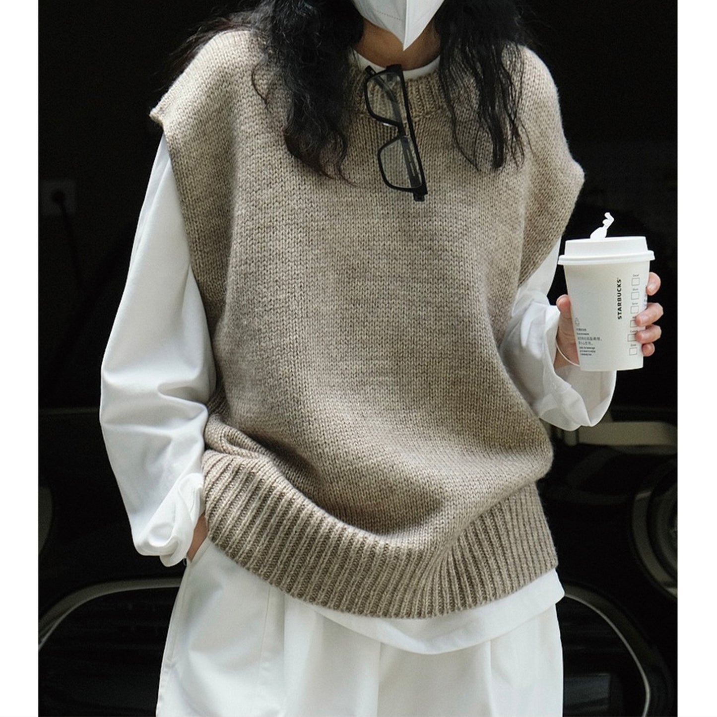 Web Based Wool Round-neck Knitted Waistcoat, Loose Knit Tank Top, Vintage Clothes, Sleeveless Wool Vest Handmade Clothing, Knitwear, Spring Clothing