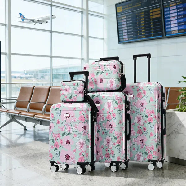 Web Based Luggage Sets New Model PC 5pcs, Hardside Lightweight Durable 20' 24' 28' Suitcases With 8' 14' Cases, Suitcase With Lock Spinner Wheels