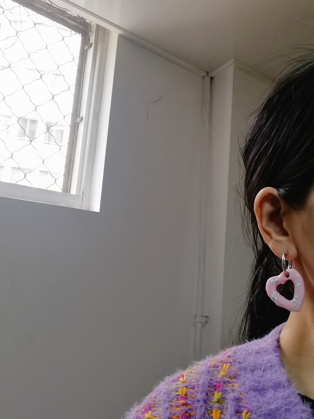 Web Based Korean Fashion Sweet Geometric Love Stud Earrings