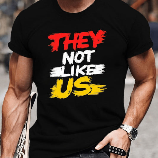 Webbased They Don't Like Us. Printed Men's Plus Size Multifunctional Short Sleeved T-shirt, Fashionable Breathable Top