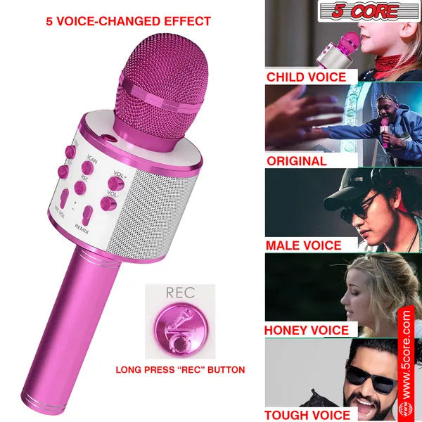 Web Based 5 Core Microphone Wireless Karaoke Mic With Speaker 3 In 1 Portable Bluetooth Microfono Inalambrico