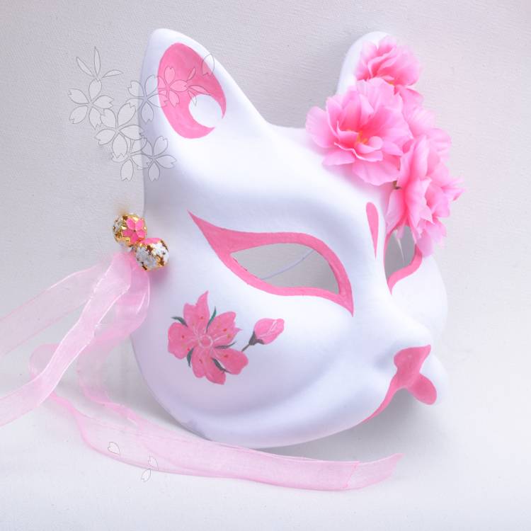 Web Based Custom Antique Hanfu Fox Cat Mask Hand-painted Anime