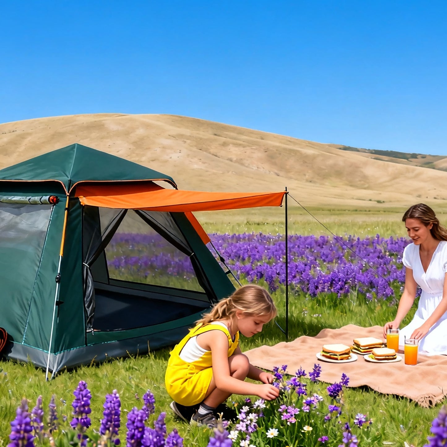 Web Based Family Quick-opening Tent 84.6L X 84.6W X 55.9H Tent Instant Camping Rainproof Tent 2-4 Person Tent Outdoor Tent Camping Tent  Hiking Tent Camping Set Pop-up Tent Outdoor Tent Party Portable Tent