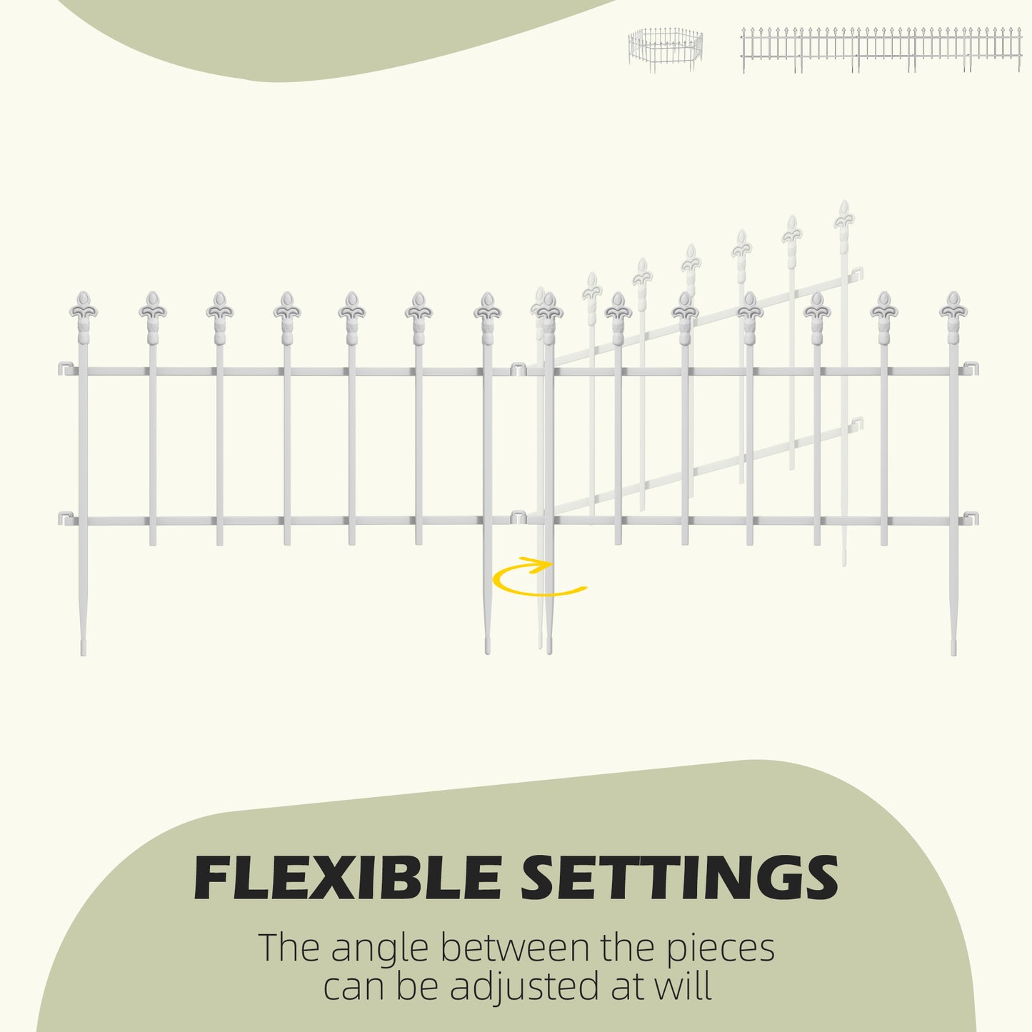 Web Based Metal Decorative Garden Fence, 9.2' x 17.25" 5 Steel Panels, Decorative Border for Landscape, Flower Bed, Animals, White
