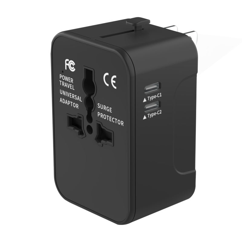 Web Based Travel Adapter Worldwide All In One International Power Adapter Universal Adapter Plug With 2.1A Dual USB Charging Ports For Asia Europe UK AUS And USA
