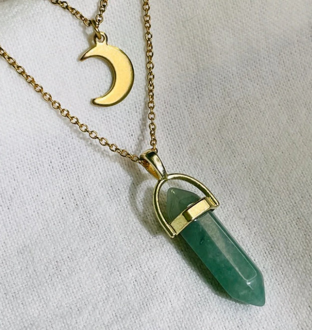 Web Based Moon Hexagonal Column Pendant