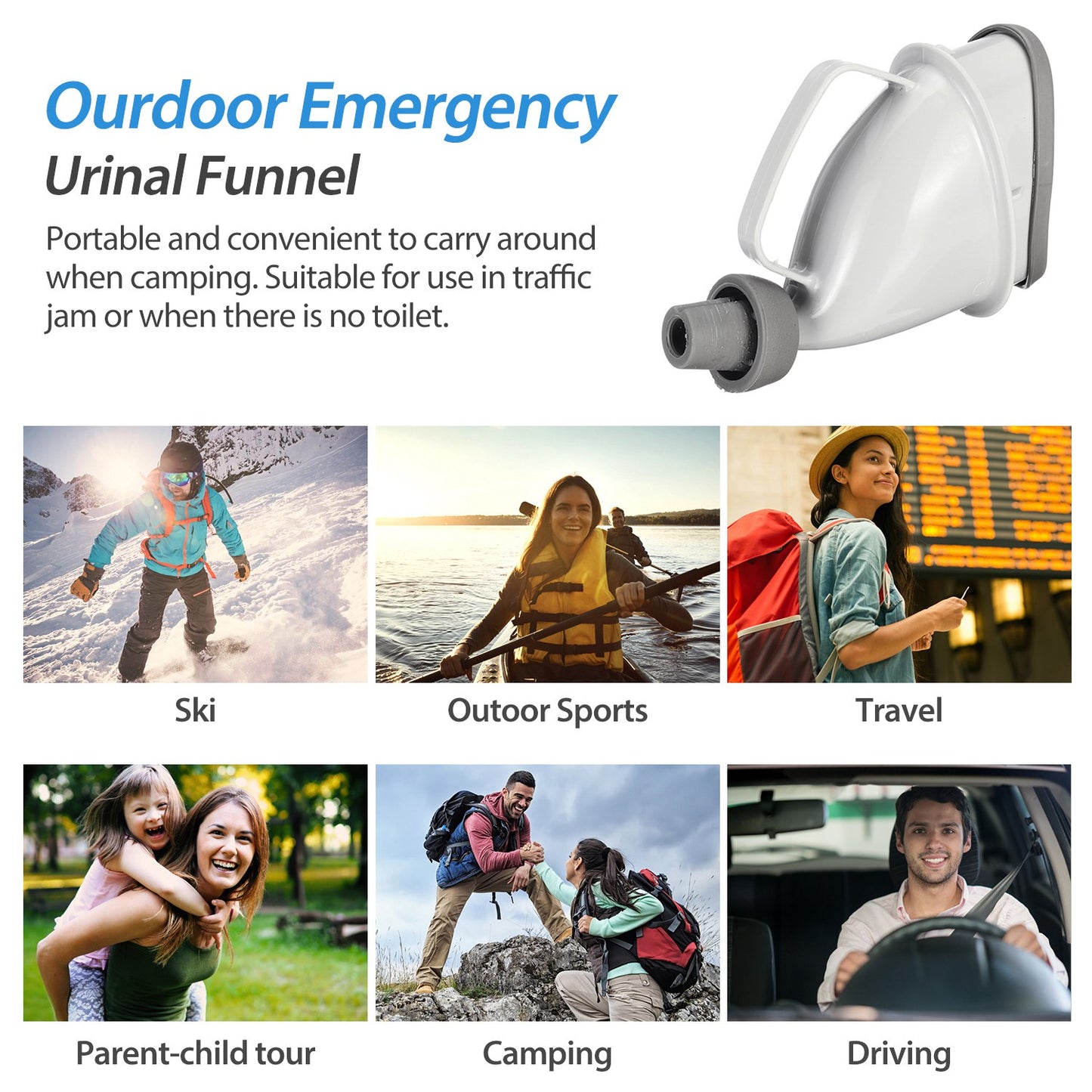 Web Based Unisex Potty Pee Funnel Emergency Urinal Device Portable Male Female Toilet For Car Camping Travel Outdoor