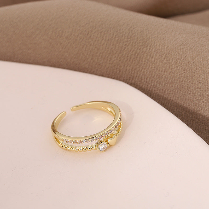 Web Based Heart-shaped Fashion Personality Copper Ring