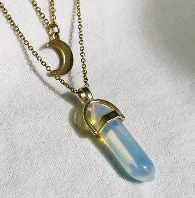 Web Based Moon Hexagonal Column Pendant