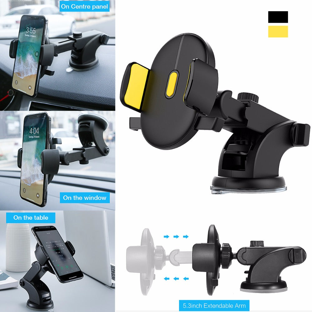 Web Based Car Phone Holder Long Rod Telescopic Car Dashboard Suction Cup Type