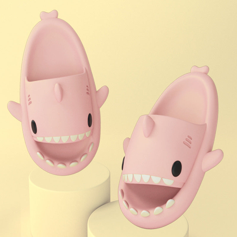 Web Based Adult's Slippers Indoor Outdoor Funny Shark Cartoon