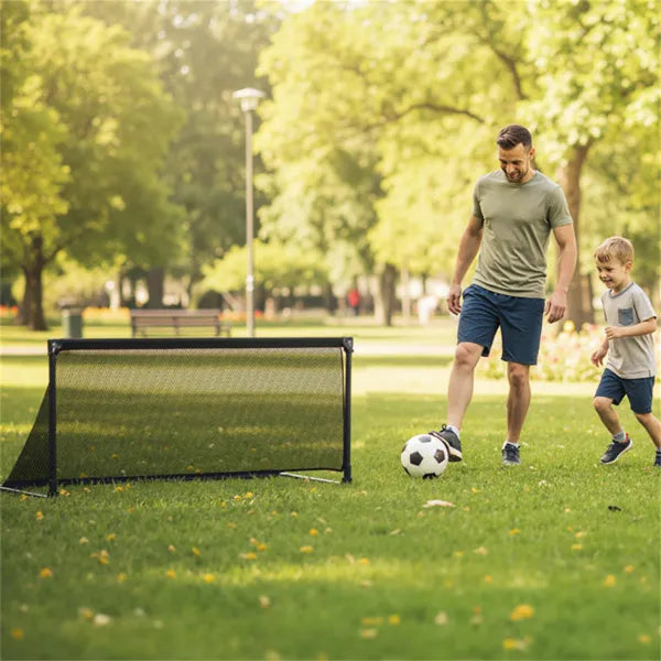 Wwb Based 47" Portable Folding Soccer Goal (Size M, Black) - Heavy-Duty Metal Frame, Tear-Resistant PE Net